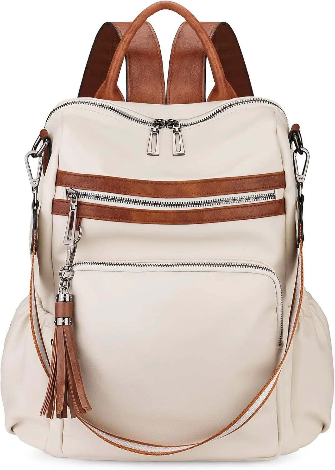 Uromee Travel Backpack Purse for Women Vegan Leather Ladies Fashion Tassel Shoulder Bag Convertible