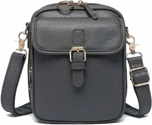Urvash Crossbody Leather Bag, Anti Theft, Vintage Leather, with Two Compartments and 10 Card Slots for Women