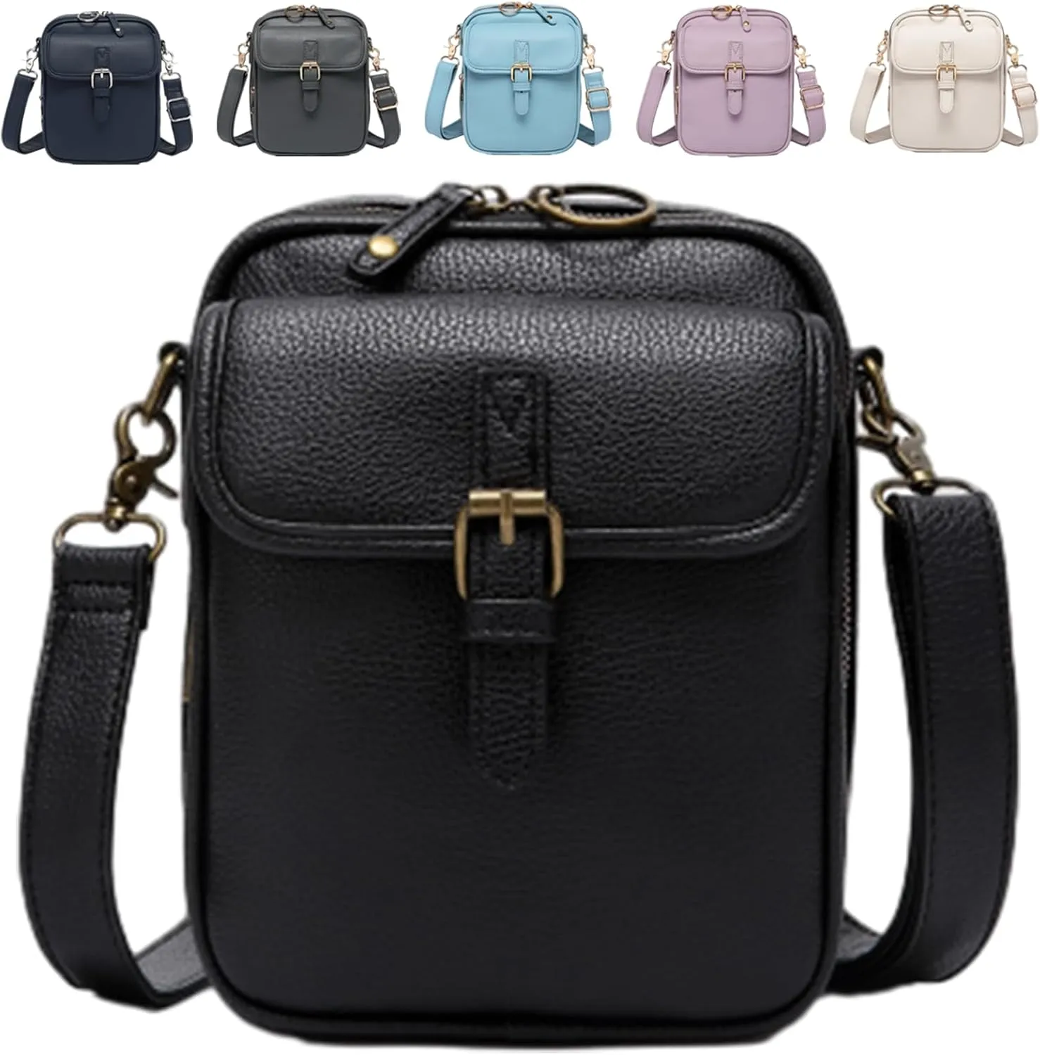 Urvashi Crossbody Bag, Tojoyride Crossbody Leather Bag, Vintage Large Capacity Messenger with Anti-Theft Zipper