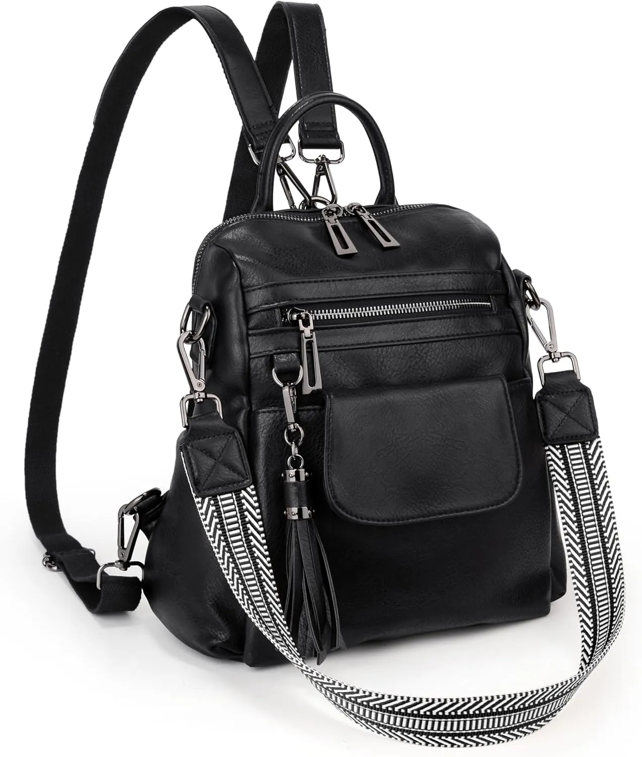 UTO Women Backpack Purse 3 ways PU Washed Leather Ladies Rucksack Shoulder Bag New Blue