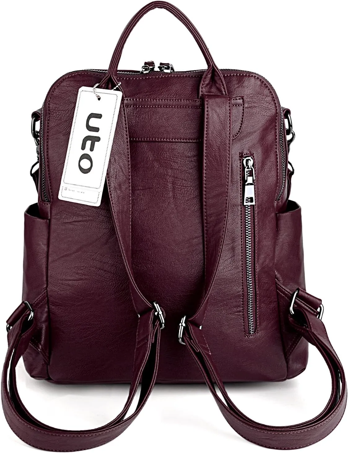UTO Women Backpack Purse 3 ways PU Washed Leather Ladies Rucksack Shoulder Bag New Blue