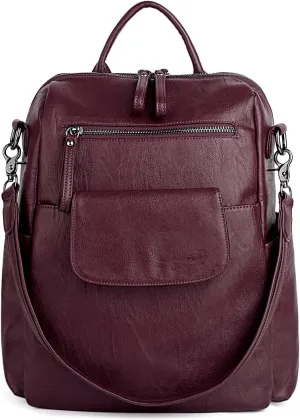 UTO Women Backpack Purse 3 ways PU Washed Leather Ladies Rucksack Shoulder Bag New Blue