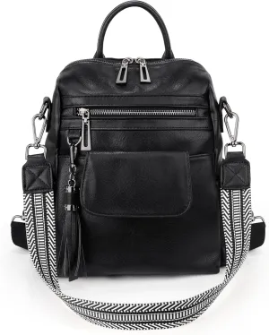 UTO Women Backpack Purse 3 ways PU Washed Leather Ladies Rucksack Shoulder Bag New Blue
