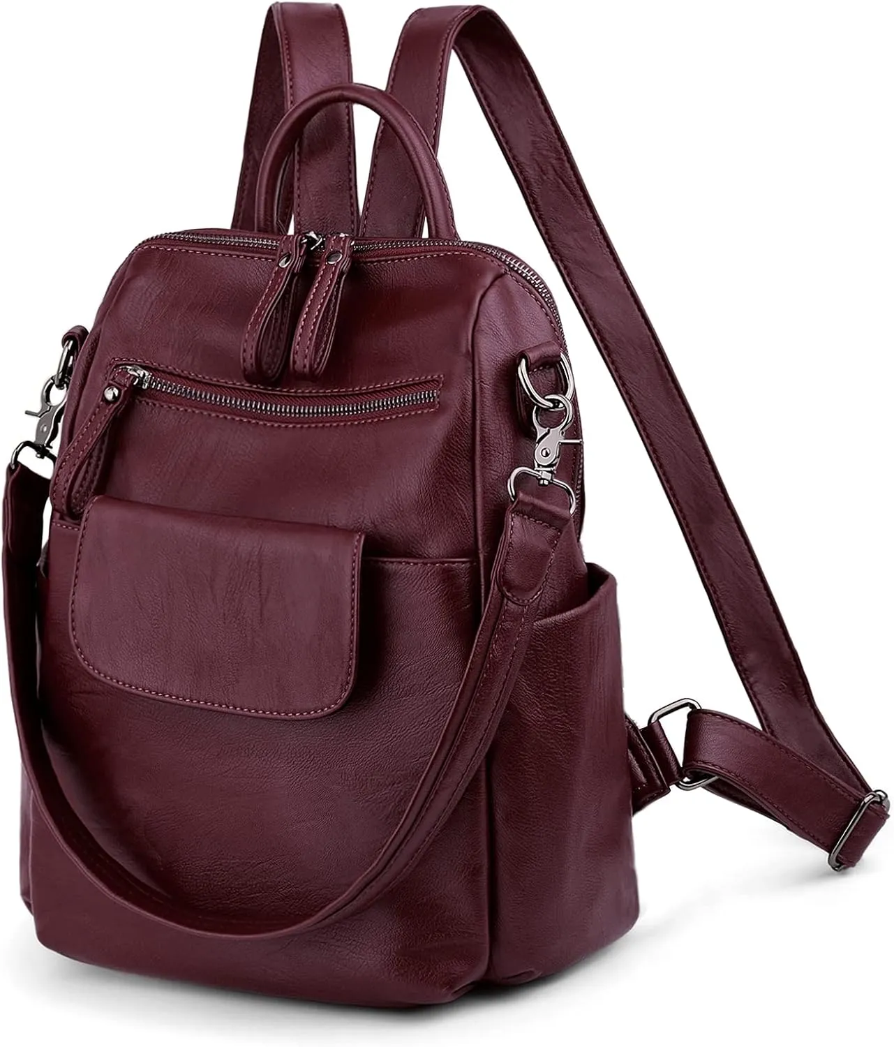 UTO Women Backpack Purse 3 ways PU Washed Leather Ladies Rucksack Shoulder Bag New Blue