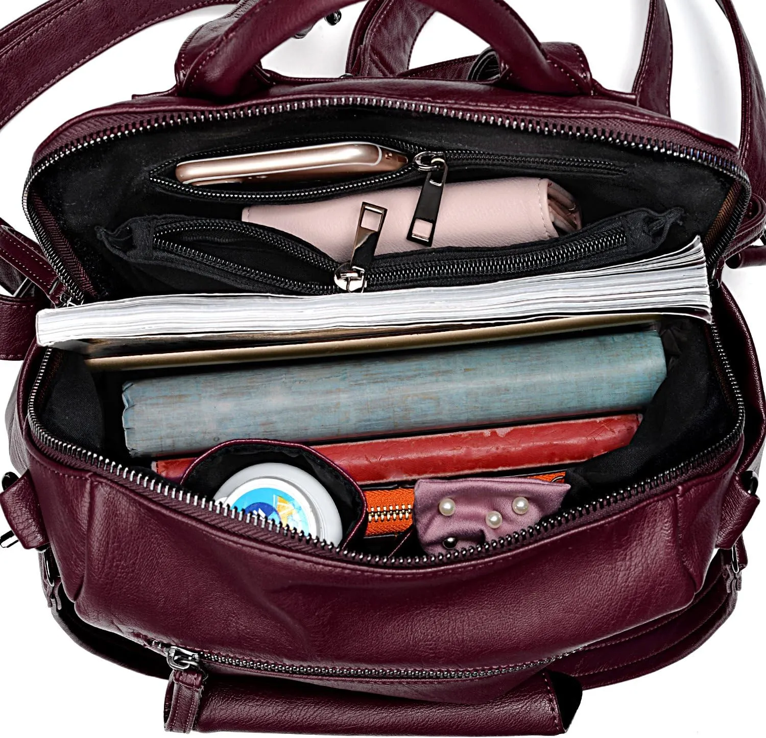 UTO Women Backpack Purse 3 ways PU Washed Leather Ladies Rucksack Shoulder Bag New Blue