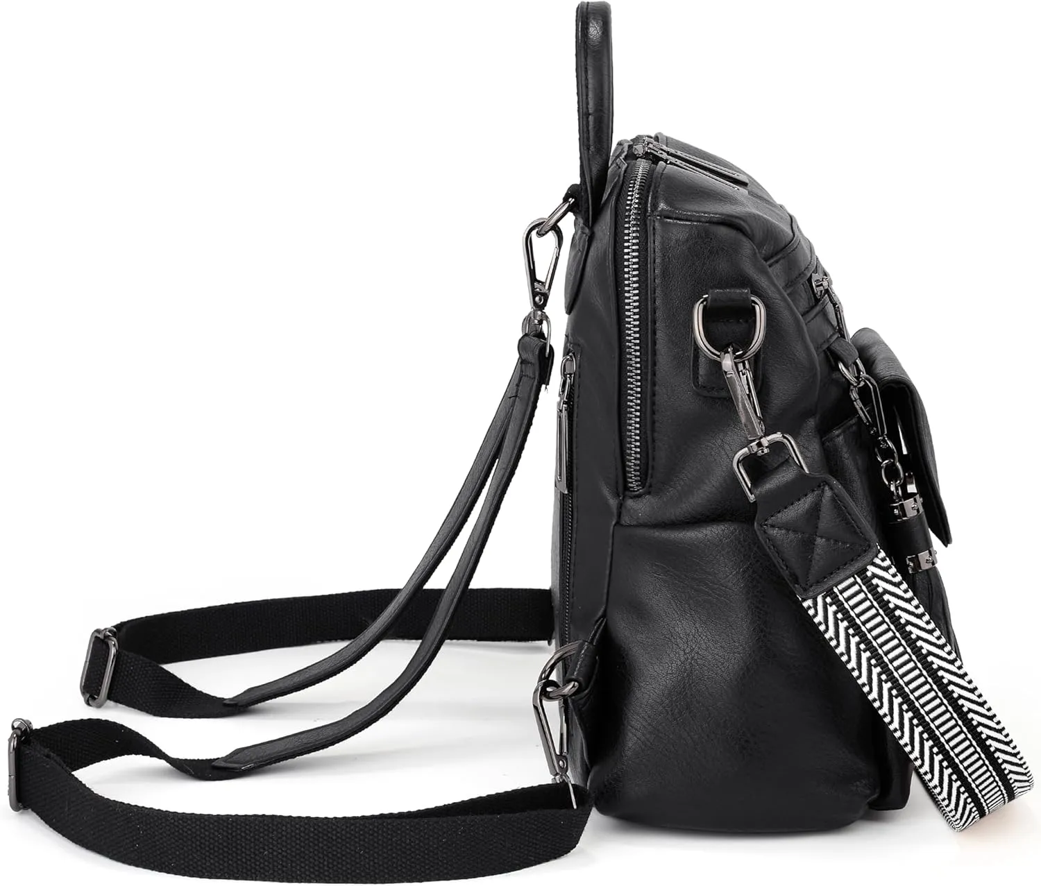 UTO Women Backpack Purse 3 ways PU Washed Leather Ladies Rucksack Shoulder Bag New Blue