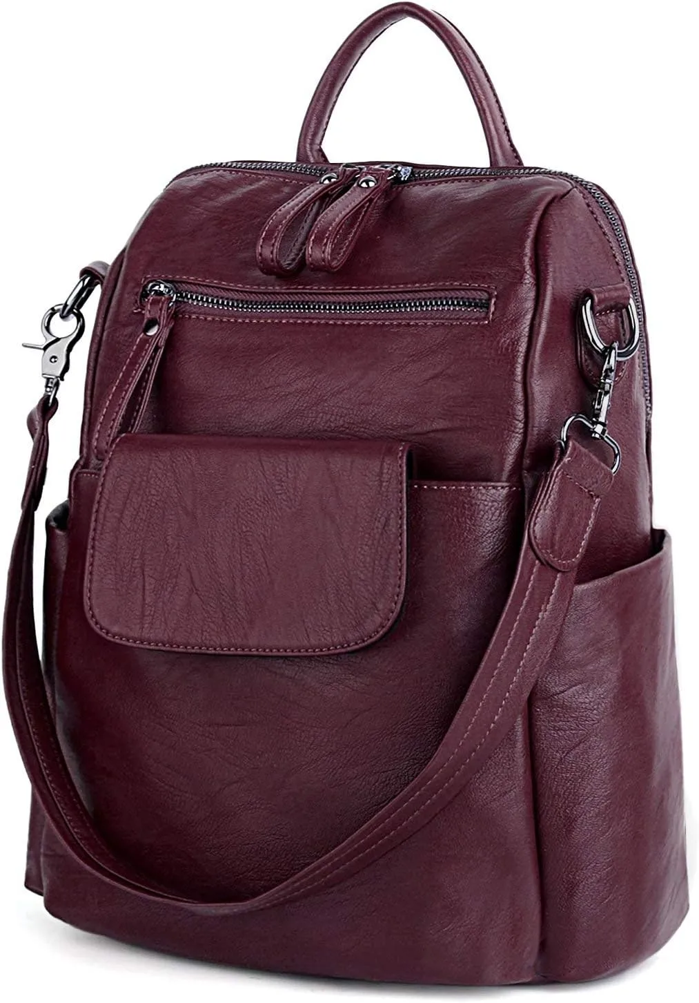 UTO Women Backpack Purse 3 ways PU Washed Leather Ladies Rucksack Shoulder Bag New Blue