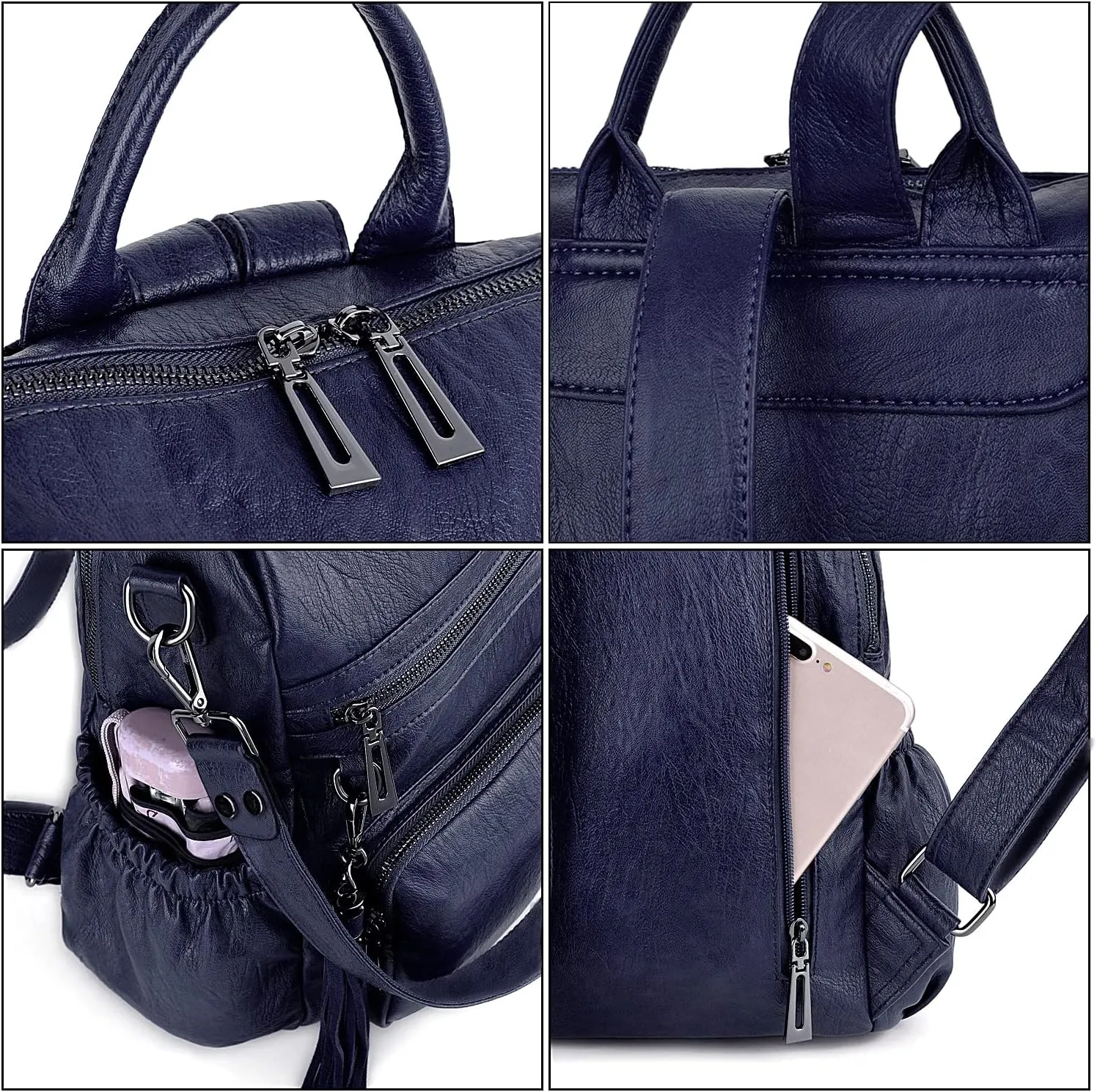UTO Women Backpack Purse Leather Vegan Ladies Fashion Designer Rucksack Convertible Travel Shoulder Bag with Tassel