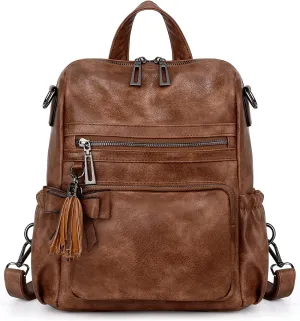 UTO Women Backpack Purse Leather Vegan Ladies Fashion Designer Rucksack Convertible Travel Shoulder Bag with Tassel