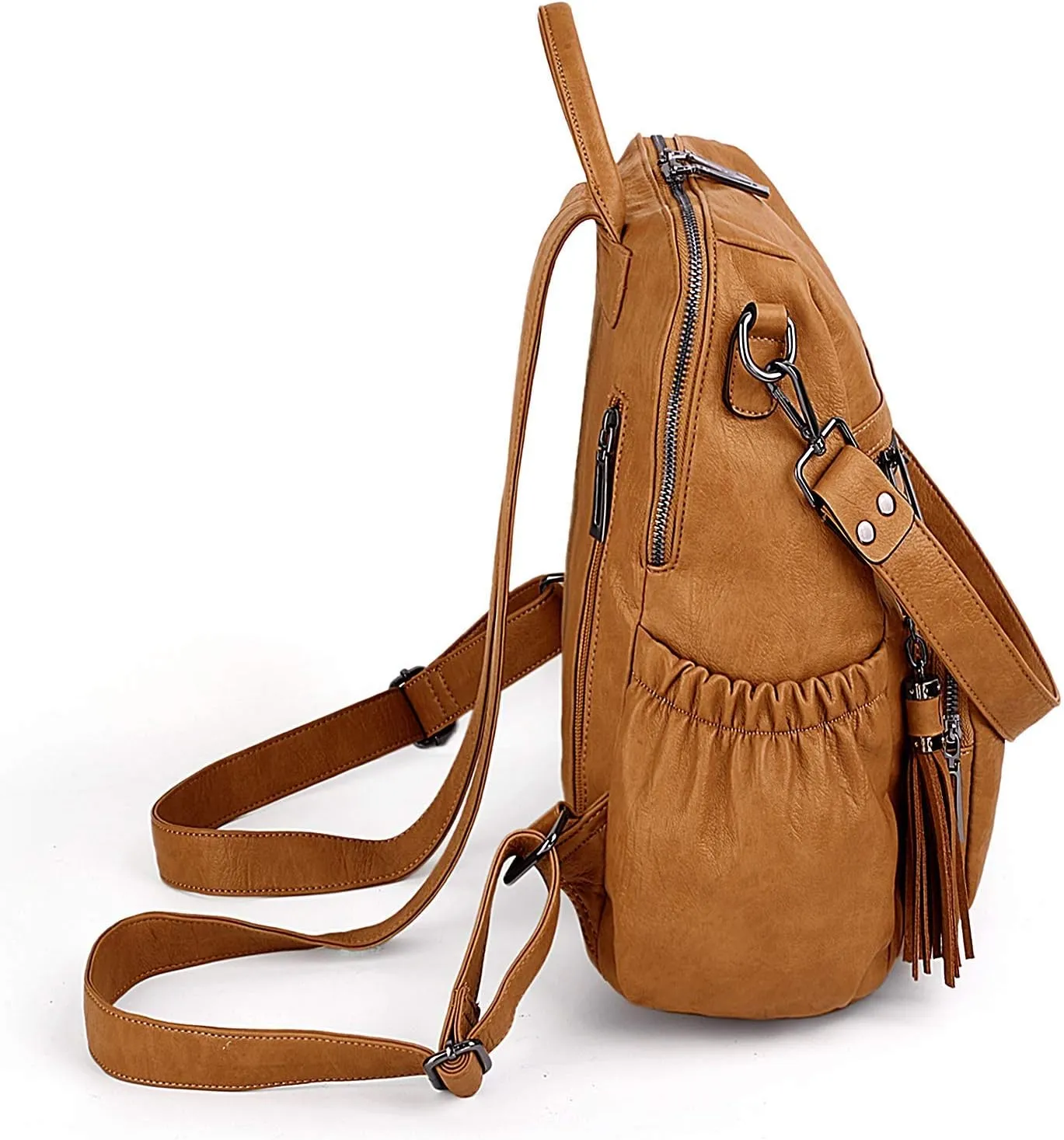 UTO Women Backpack Purse Leather Vegan Ladies Fashion Designer Rucksack Convertible Travel Shoulder Bag with Tassel