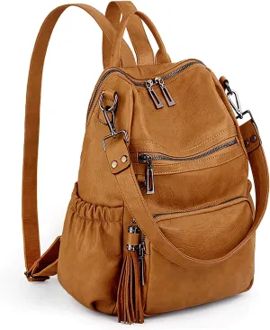 UTO Women Backpack Purse Leather Vegan Ladies Fashion Designer Rucksack Convertible Travel Shoulder Bag with Tassel
