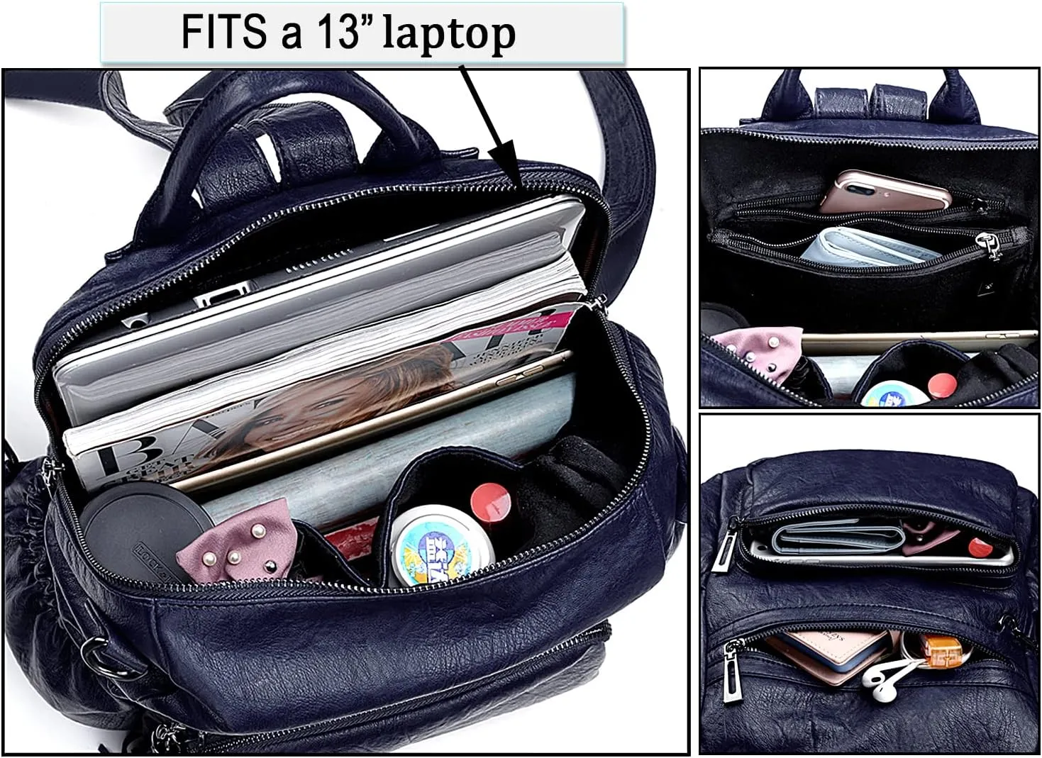 UTO Women Backpack Purse Leather Vegan Ladies Fashion Designer Rucksack Convertible Travel Shoulder Bag with Tassel