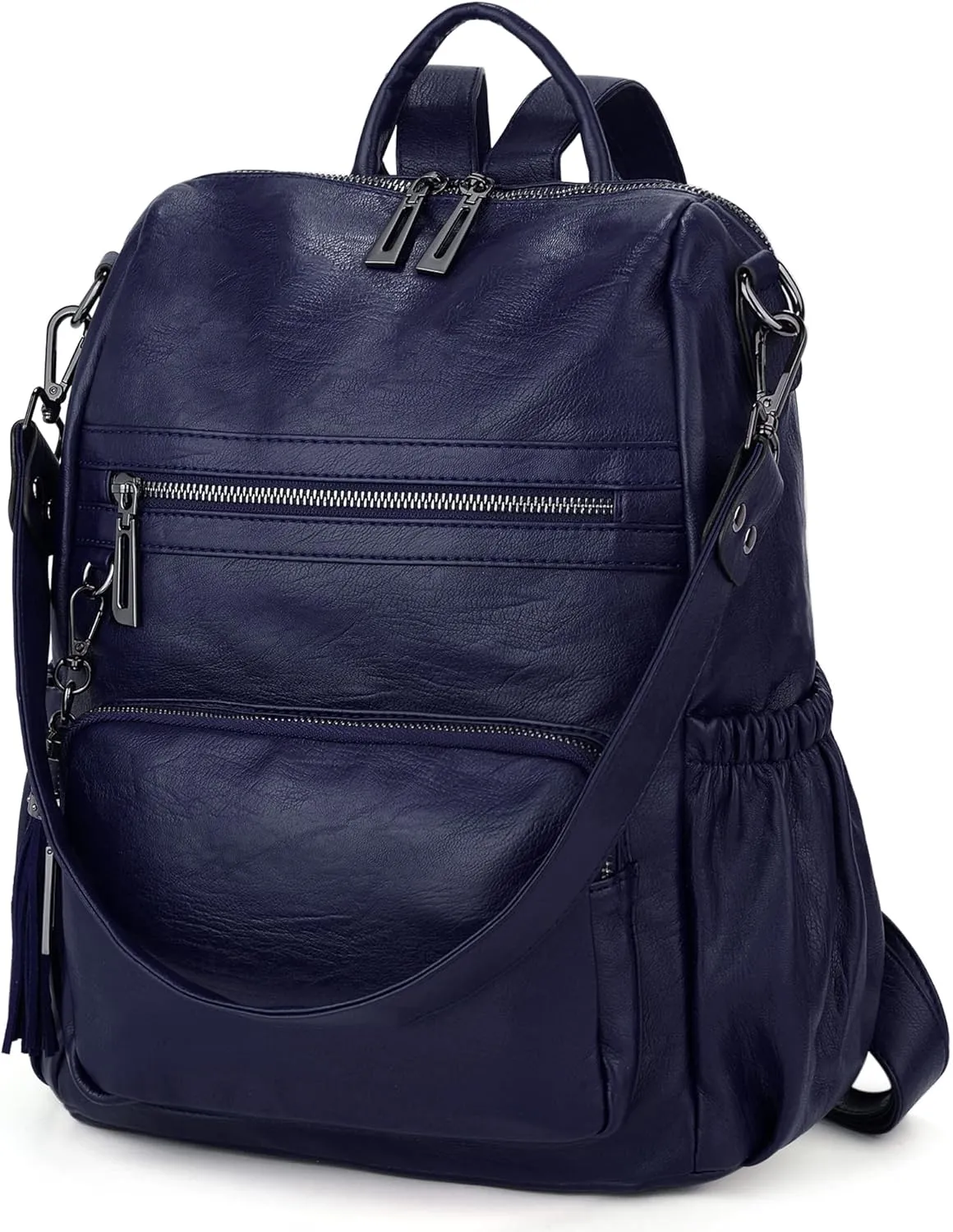 UTO Women Backpack Purse Leather Vegan Ladies Fashion Designer Rucksack Convertible Travel Shoulder Bag with Tassel