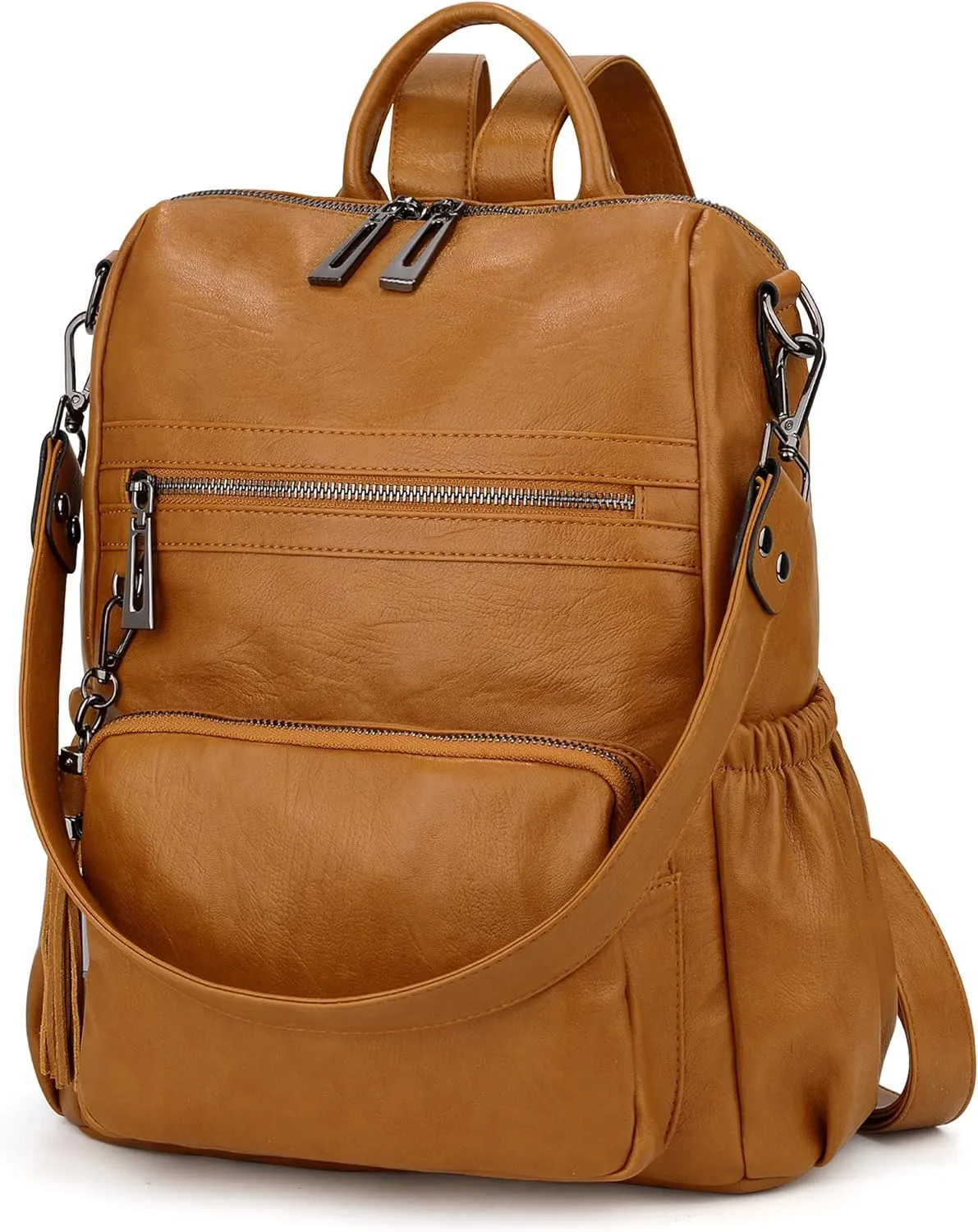 UTO Women Backpack Purse Leather Vegan Ladies Fashion Designer Rucksack Convertible Travel Shoulder Bag with Tassel