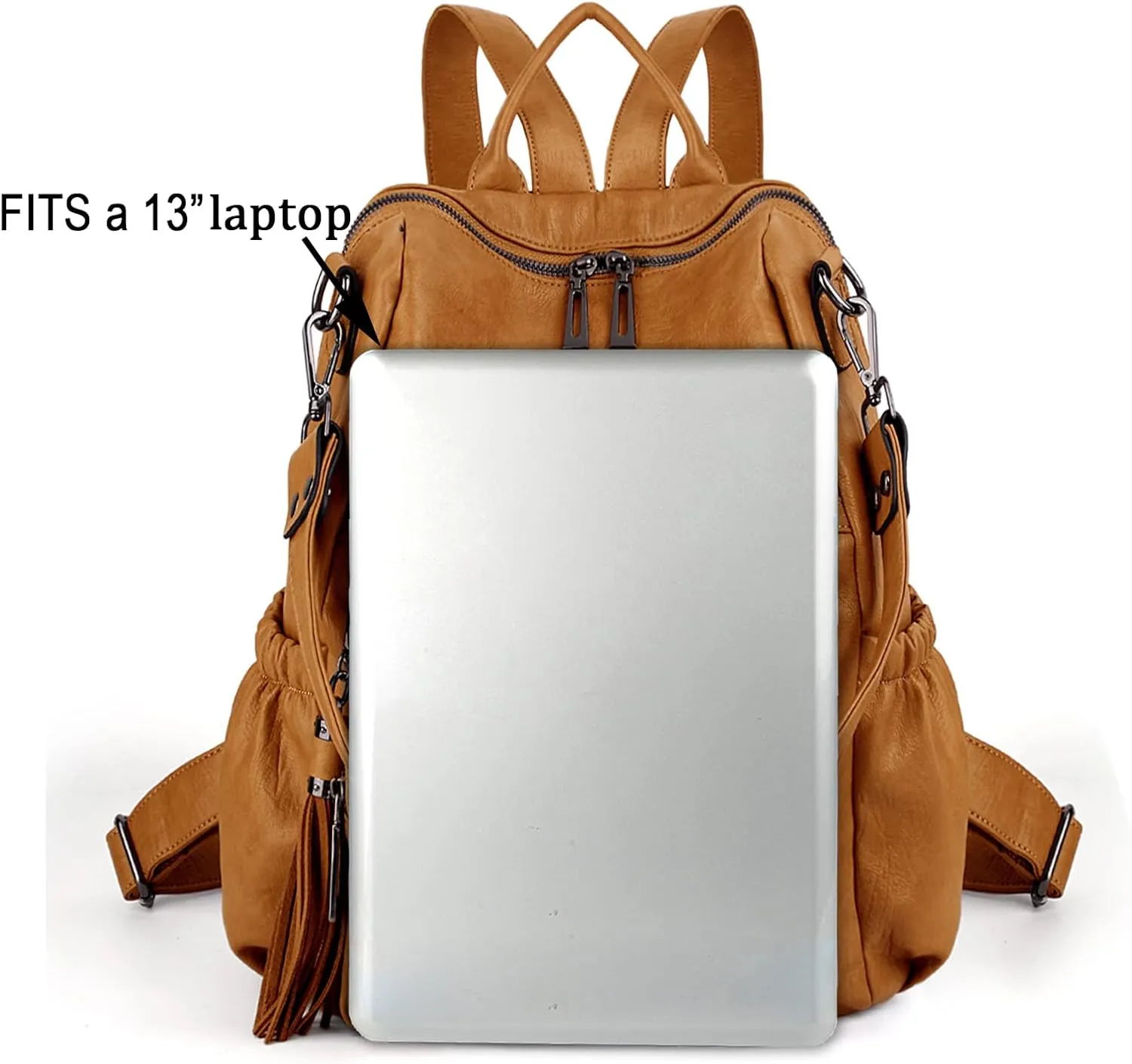 UTO Women Backpack Purse Leather Vegan Ladies Fashion Designer Rucksack Convertible Travel Shoulder Bag with Tassel