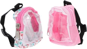 VANZACK 2Pcs Mini Doll Backpack Transparent Double Shoulder Bag for Ornament Cute Mini School Bag Accessories Floral