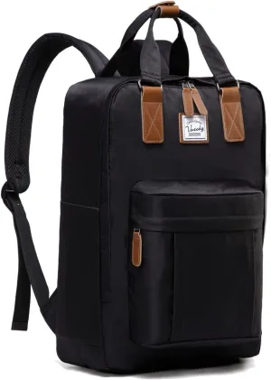 VASCHY School Backpack for Women Men, Travel Backpack Water Resistant College High School Computer Bag Student Bookbag, Black