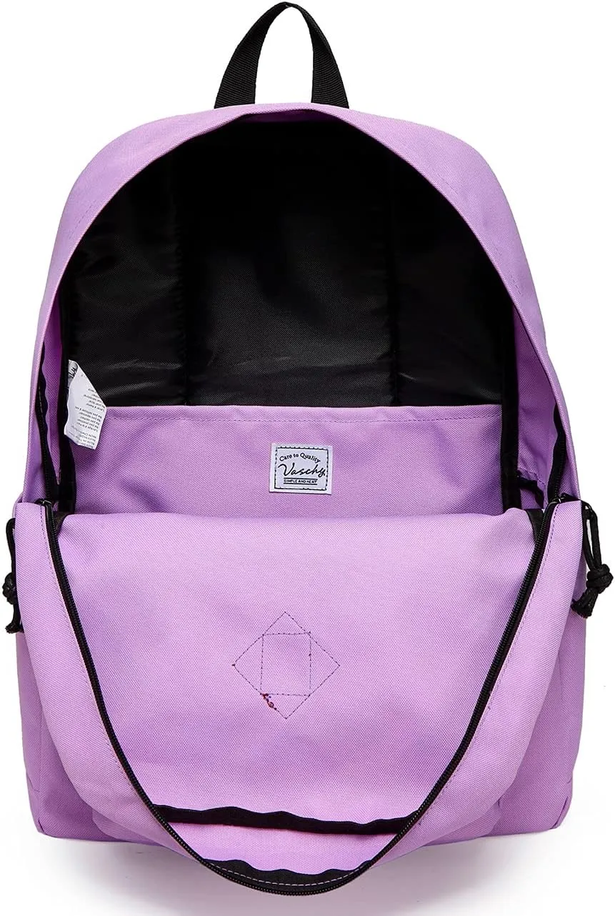 VASCHY School Backpack, Lightweight Water Repellent Backpack Men School Bag Women Children Boy Leisure for Girl School High School Teenagers College Business Travel, Orchid, Taille Unique, Daypack