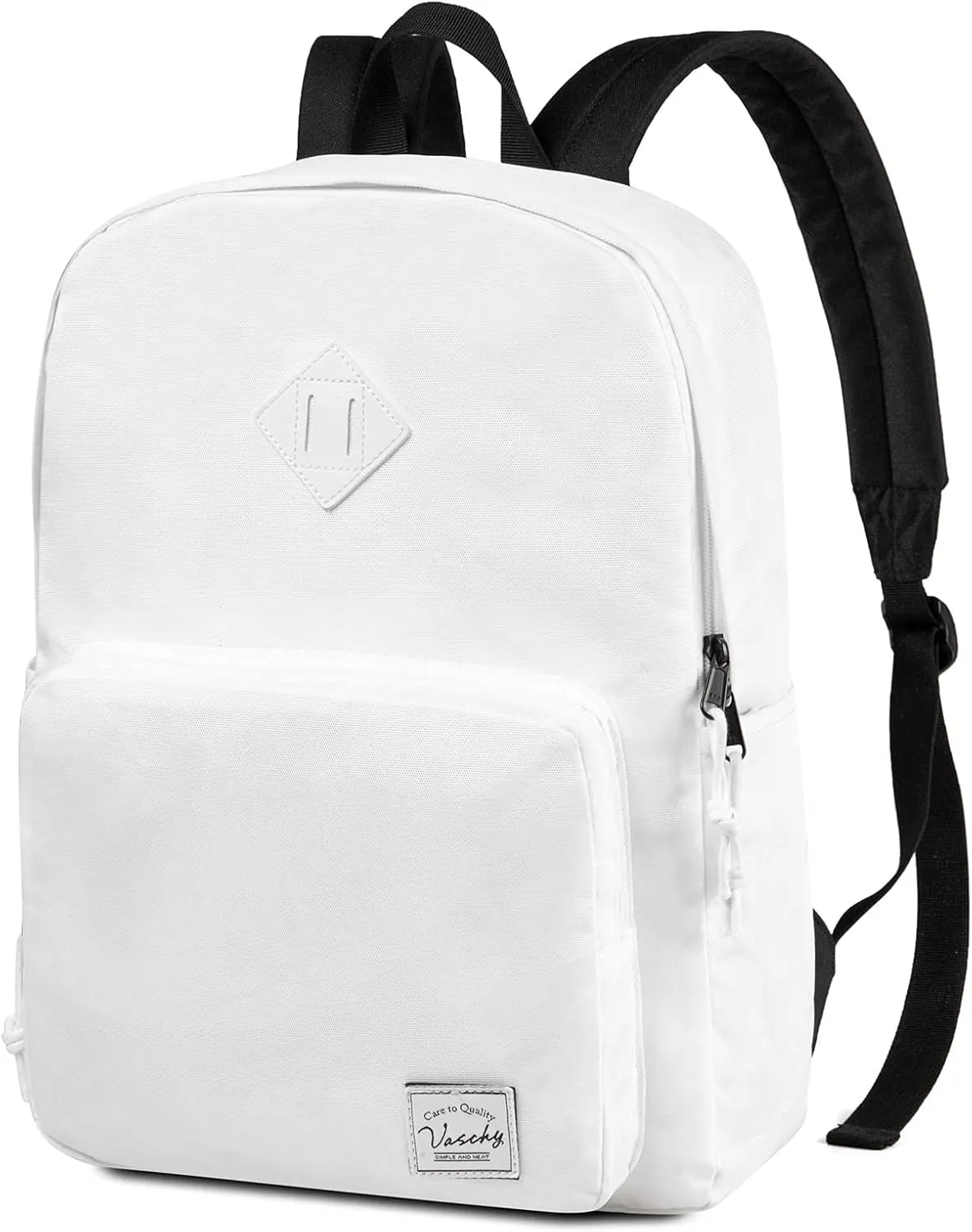 VASCHY School Backpack, Ultra Lightweight Backpack for Men Women Bookbag for Kids Teen Boys Girls White