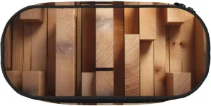 Vertical Planks in Carpentry Oak Timber Print Simple rectangle Pen bag Storage case for Office supplies,cosmetics,toiletries