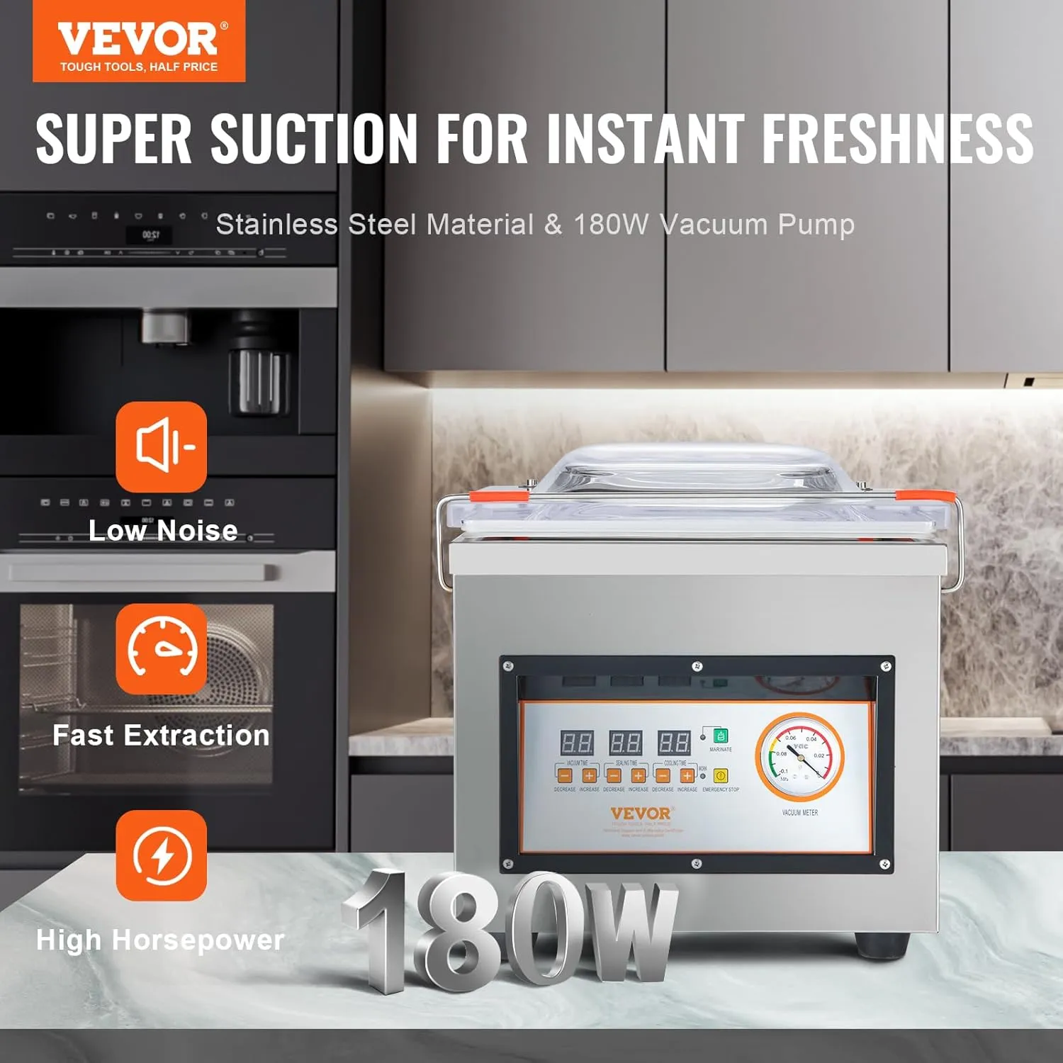 VEVOR Chamber Vacuum Sealer DZ-260C Kitchen Food Chamber Vacuum Sealer, 110V Packaging Machine Sealer for Food Saver, Home, Commercial Using