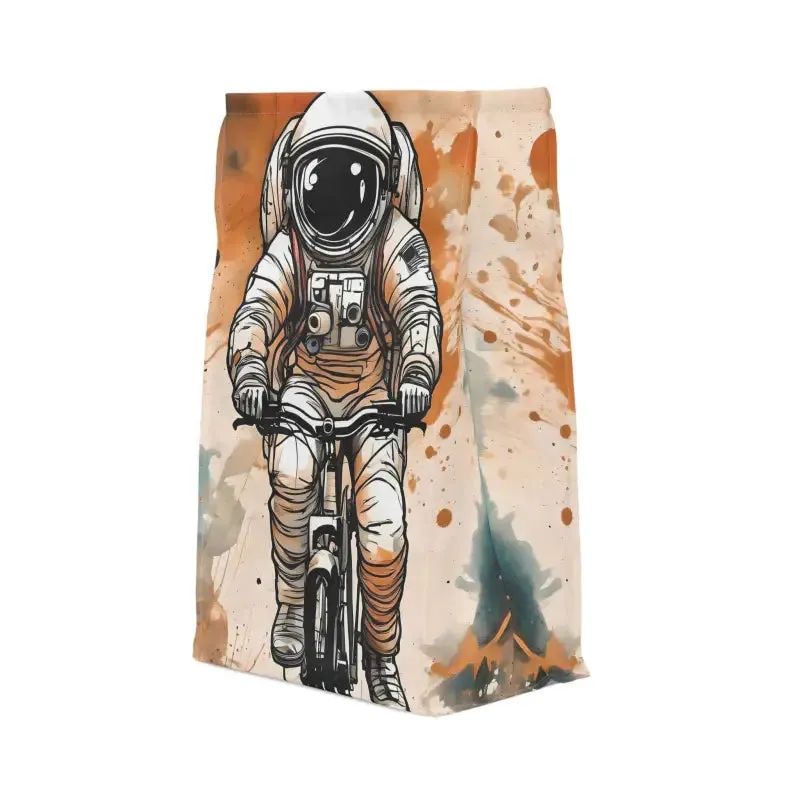 Vibrant Astronaut on Bicycle Lunch Bag