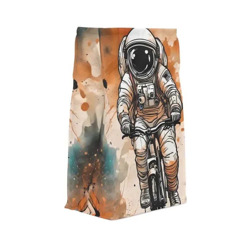 Vibrant Astronaut on Bicycle Lunch Bag