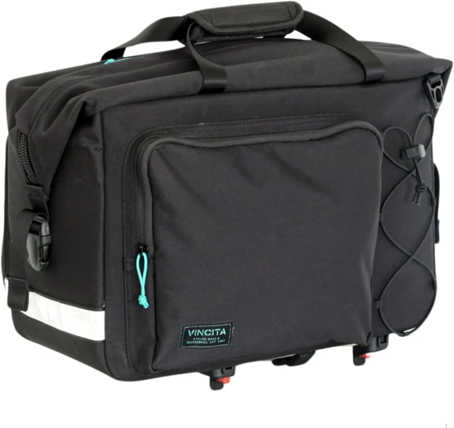 Vincita Nash Pro Bag – Premium Rack Bag for Brompton P Line & Advance Roller Rack, KlickFix UniKlip 2 Mount, Heel-Strike Free Design, Stylish & Functional for Commuting and Travel (Black)