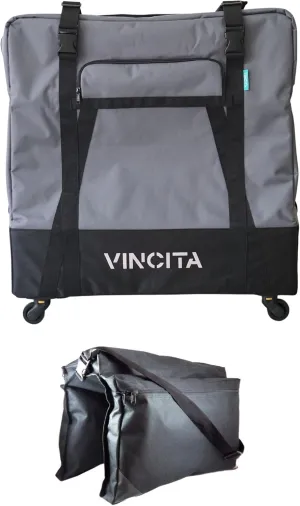 Vincita Sightseer 4.0 Soft Transport Bag for Brompton Folding Bicycle - with Garment Bag, Four Detachable Wheels and Shoulder Strap Brompton Bike Bag Lightweight Solution for Air Traveling