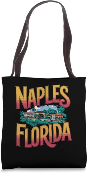 Vintage Naples Florida Palm Trees Sunset Tote Bag