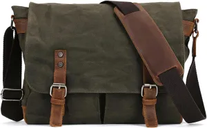 Vintage-Style Canvas Messenger Bag, Crossbody Shoulder Bag, Adjustable Strap, for Work, Travel, and Daily Use Briefcase