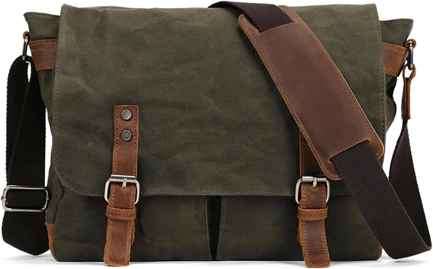 Vintage-Style Canvas Messenger Bag, Crossbody Shoulder Bag, Adjustable Strap, for Work, Travel, and Daily Use Briefcase