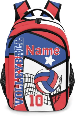 Volleyball Blue Red Shoulder Backpack Bag for Sports Travelling Hiking Camping