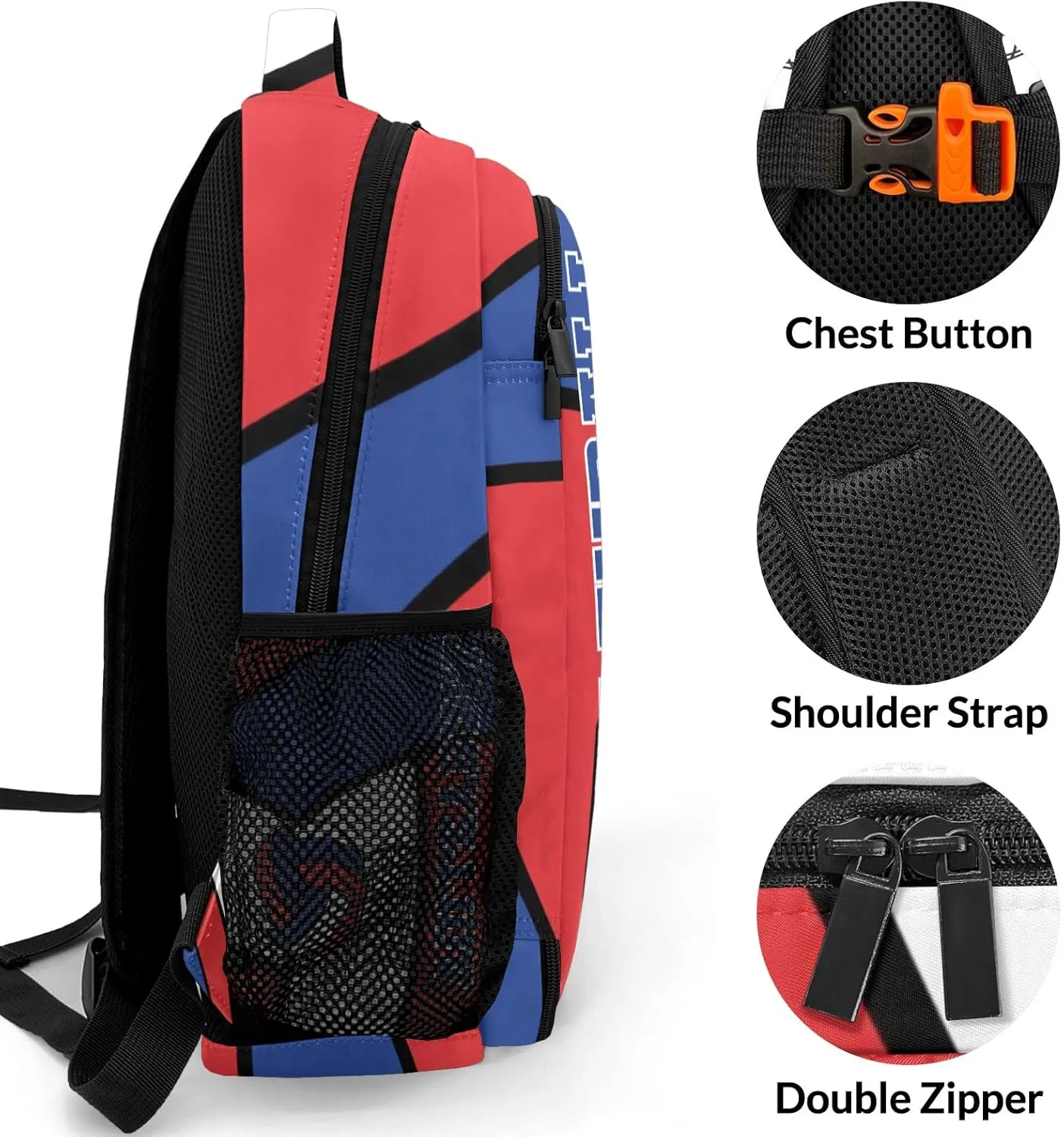 Volleyball Blue Red Shoulder Backpack Bag for Sports Travelling Hiking Camping
