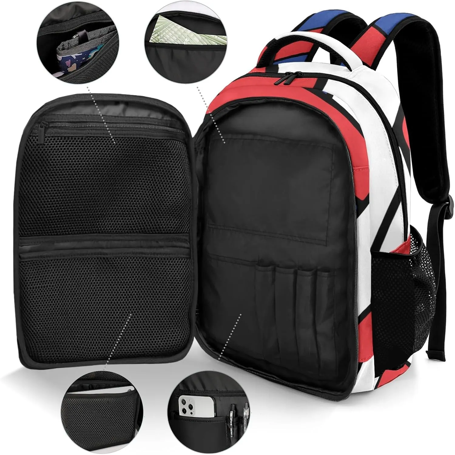 Volleyball Blue Red Shoulder Backpack Bag for Sports Travelling Hiking Camping