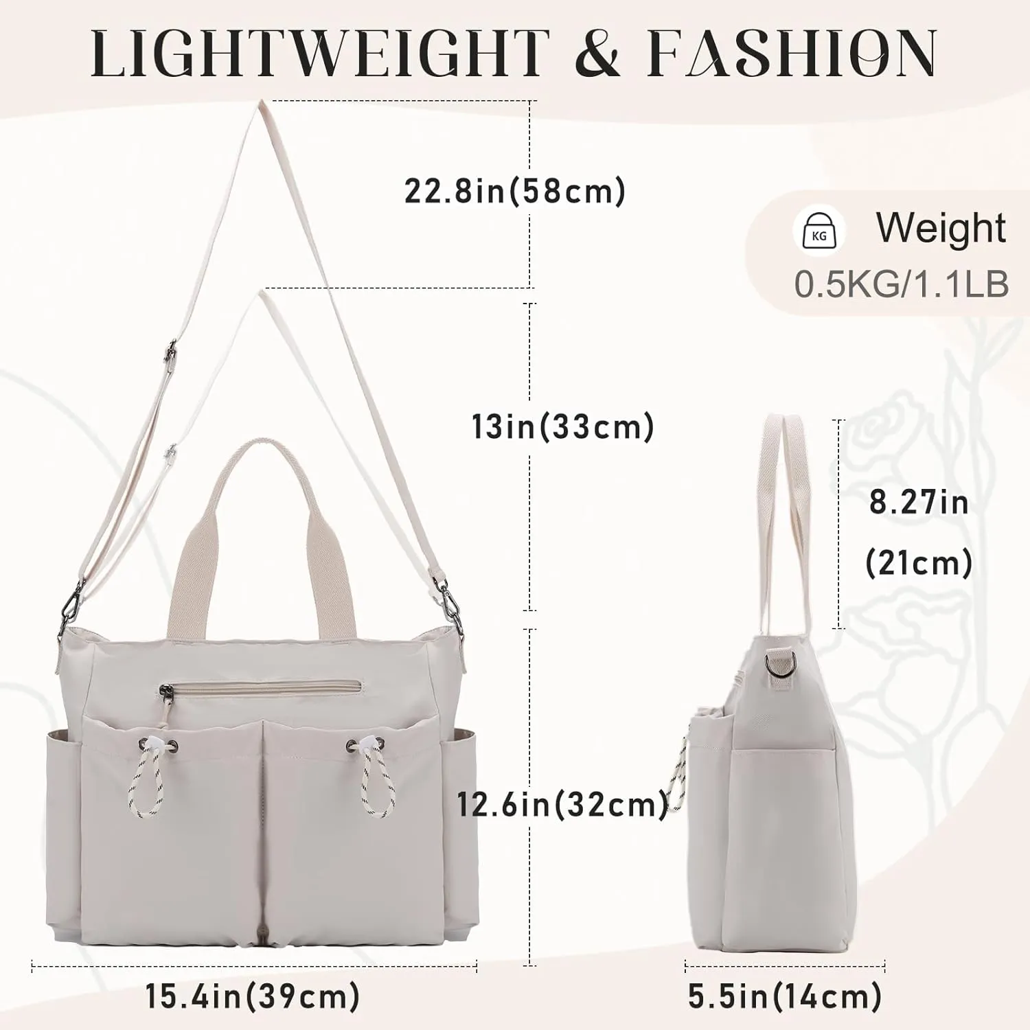 VX VONXURY Tote Bag for Women - Multi Pocket Crossbody Work Handbag for Travel, Daily Use and Gym