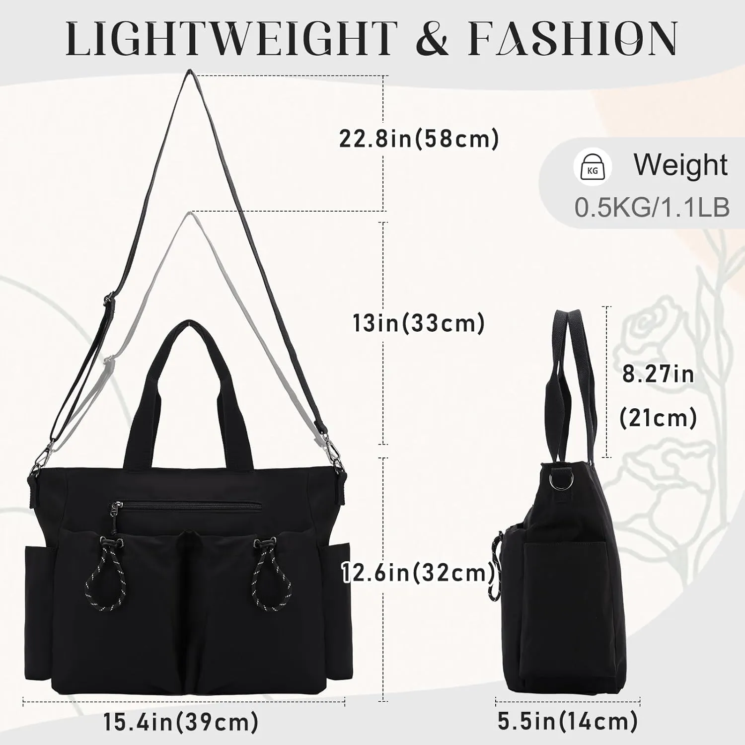 VX VONXURY Tote Bag for Women - Multi Pocket Crossbody Work Handbag for Travel, Daily Use and Gym