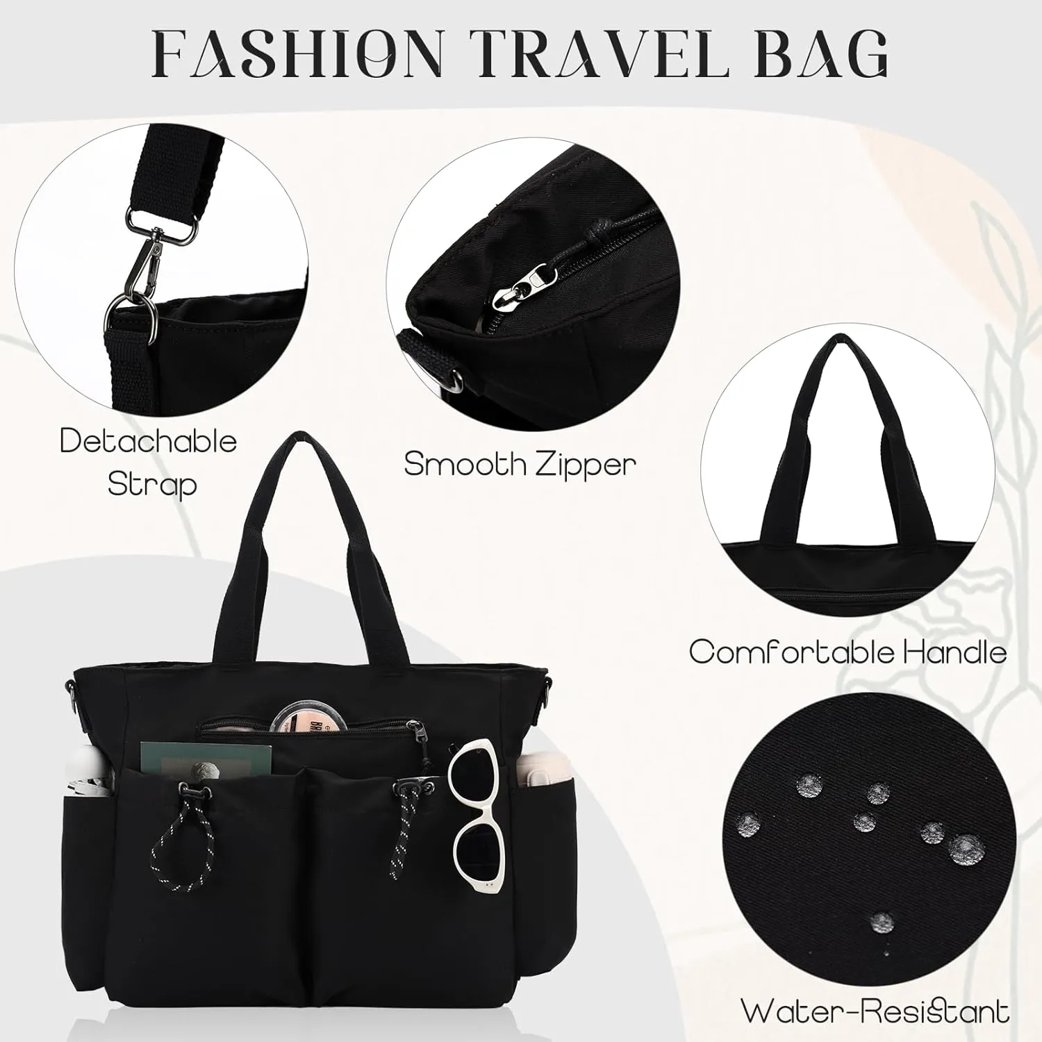 VX VONXURY Tote Bag for Women - Multi Pocket Crossbody Work Handbag for Travel, Daily Use and Gym