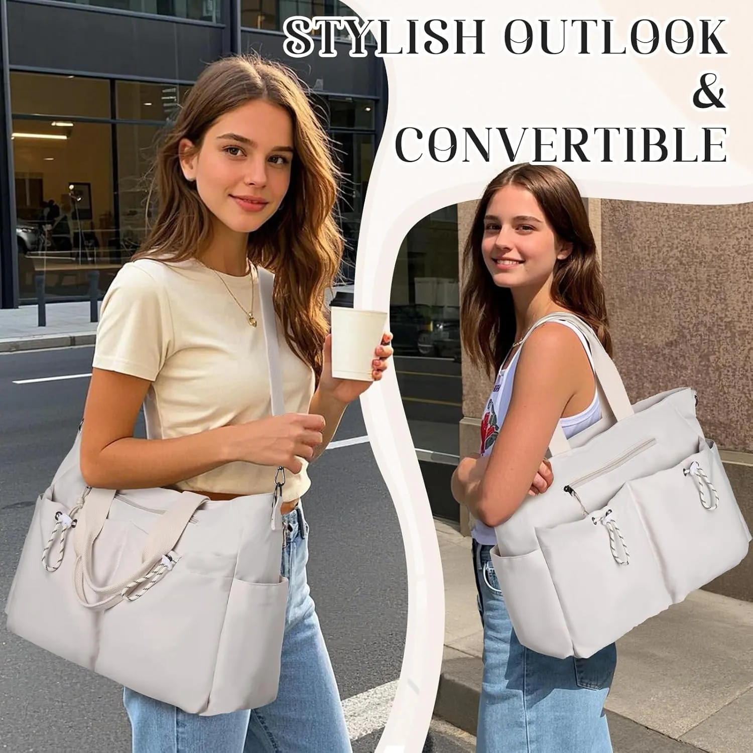 VX VONXURY Tote Bag for Women - Multi Pocket Crossbody Work Handbag for Travel, Daily Use and Gym