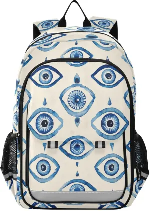Watercolors Amulet From Evil Eye Backpack for Boys Girls Elementary School Bag Kids Bookbag Travel Rucksack With Reflective Stripes