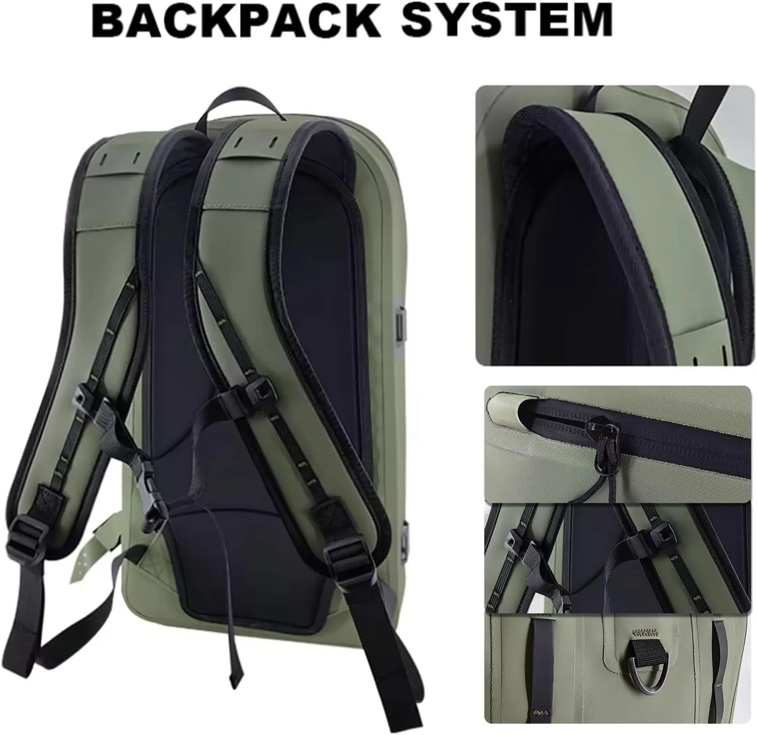 Waterproof Hiking Backpack, TPU Material, Airtight Zipper System, External Buckles(White)