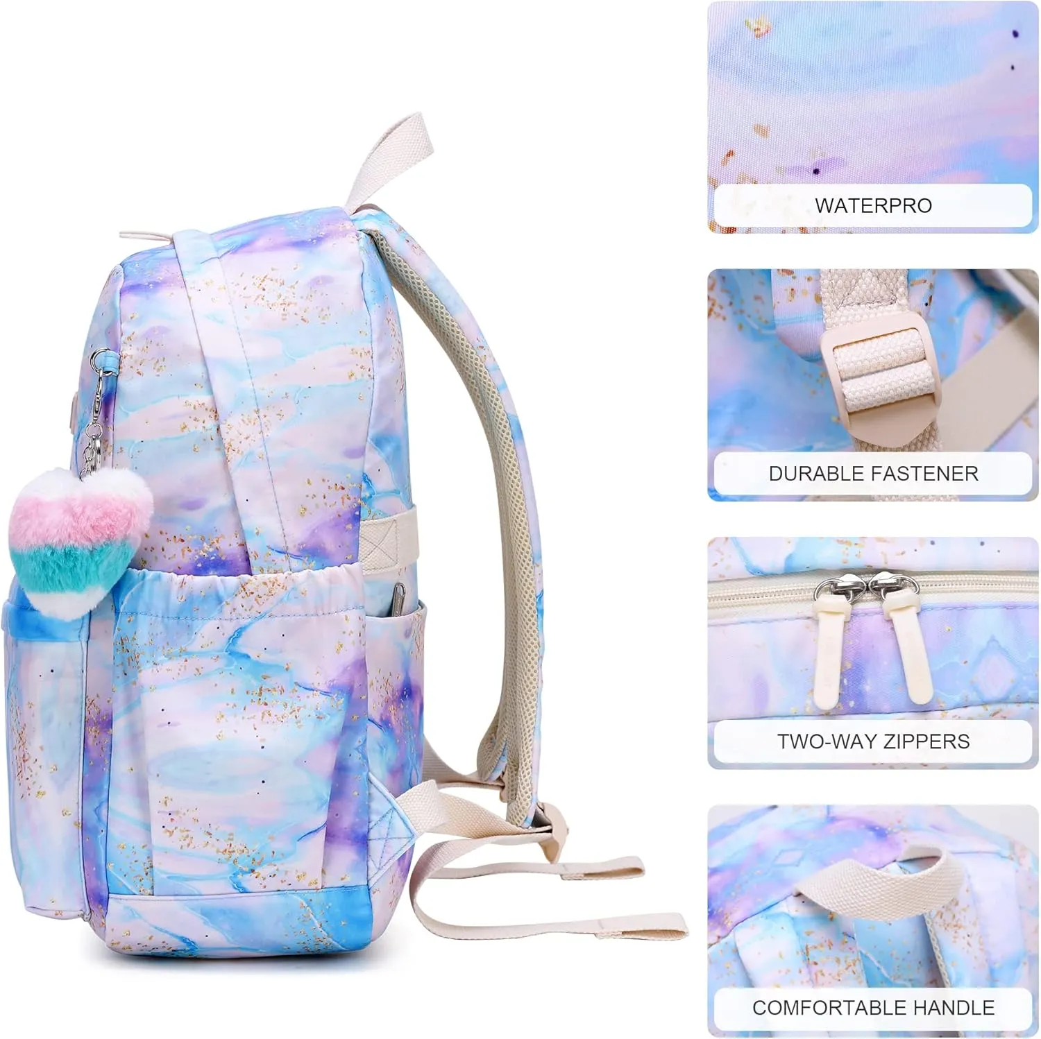 Waterproof School Backpack 30L-Large Lightweight Bookbag for Kids Teens 6-18,Durable Travel Pack with Adjustable Straps Daily Use(Blue)