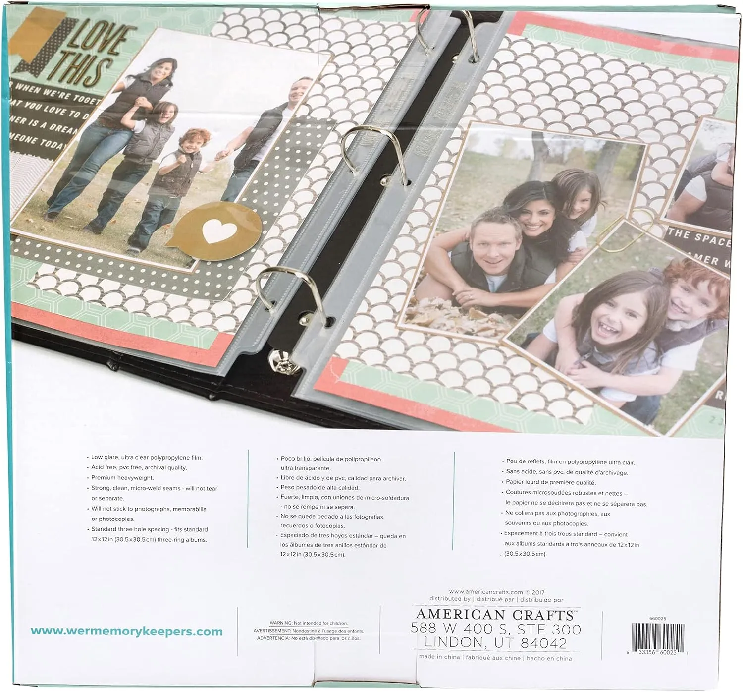 We R Memory Keepers 12x12 Page Protector Sleeve Set Includes 100 Pages, Non-Glare, Compatible with Most 3 Ring Albums, Perfect for Scrapbooking & More