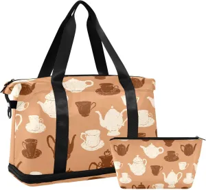 Weekender Overnight Bags for Women Teacups and The Teapots Travel Duffel Bag with Shoe Compartments Gym Duffel Bag with Toiletry Bag for Travel Sport Yoga 17 Inch