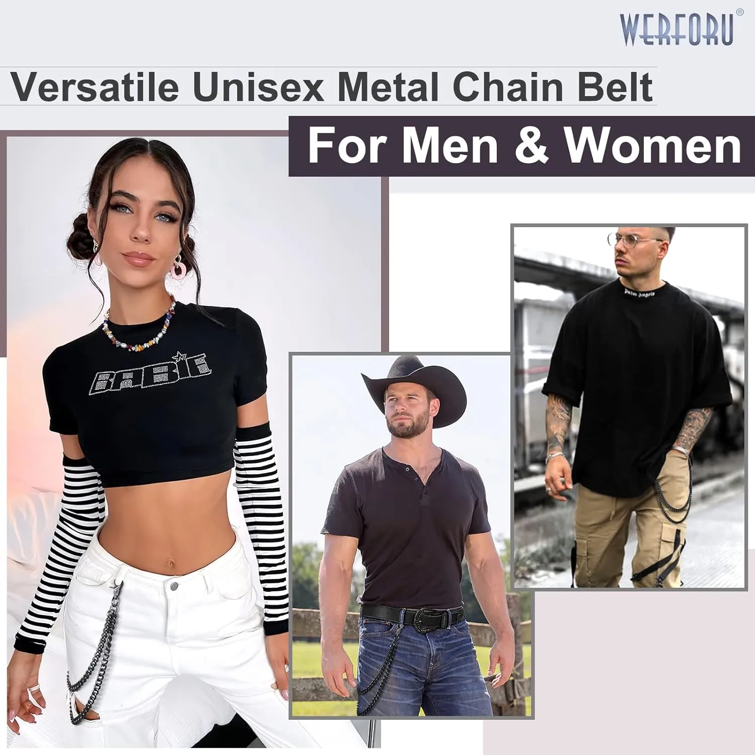 WERFORU Men Women Heavy Duty Wallet Chain Hip Hop Punk Jeans Chain Biker Motorcycle Keychain