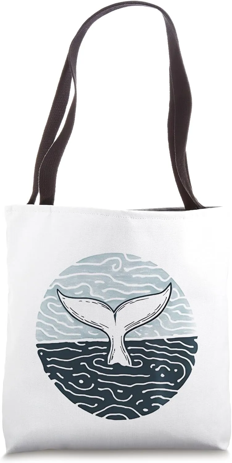 Whale Lover Gift Cute Whale Diving Sea Animal Tote Bag