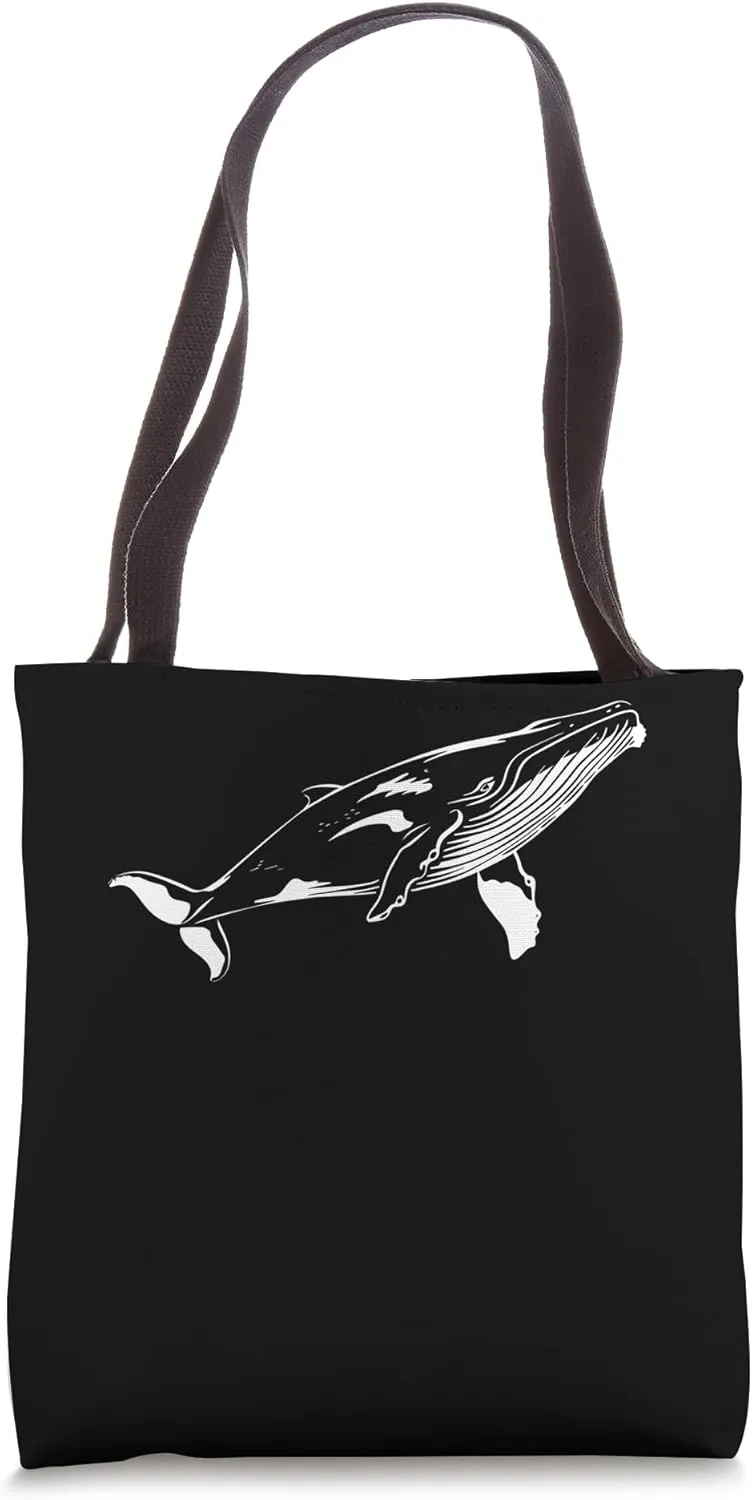 Whale Silhouette Simple Minimalist Line Art Wildlife Tote Bag