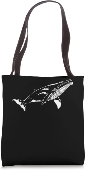 Whale Silhouette Simple Minimalist Line Art Wildlife Tote Bag
