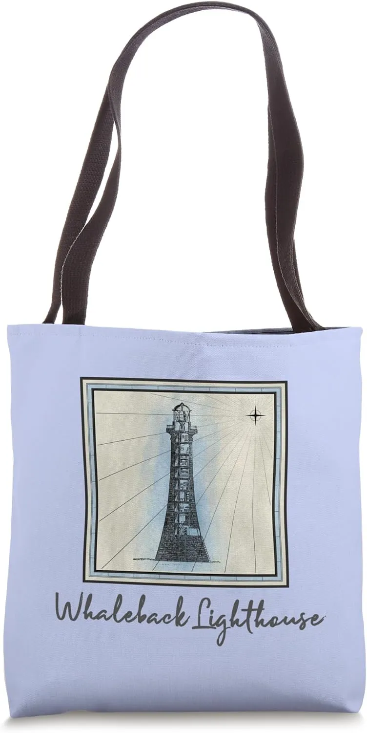Whaleback Lighthouse Kittery Maine Nautical Marine Historic Tote Bag