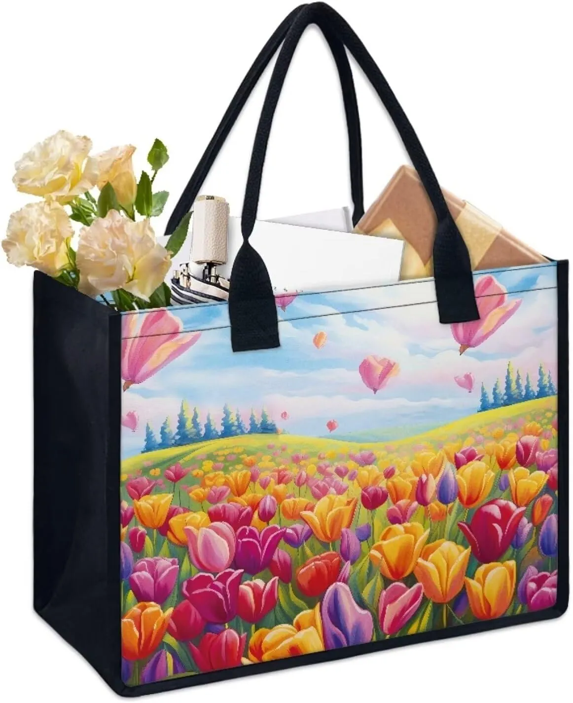 White Yellow Flowers.Gifts for Women,Featuring Distinctive Patterns Tote Bag Best Friend Birthday Gifts for Women.